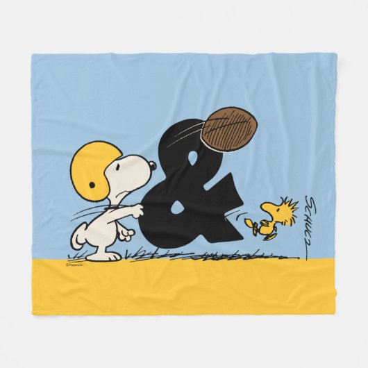 pinda's | Snoopy & Woodstock Football Fleece Deken (Voorkant (Horizontaal))