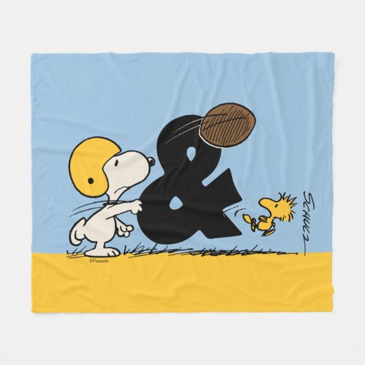 pinda's | Snoopy & Woodstock Football Fleece Deken (Voorkant (Horizontaal))