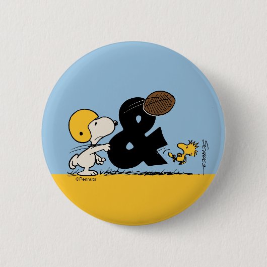 pinda's | Snoopy & Woodstock Football Ronde Button 5,7 Cm (Voorkant)