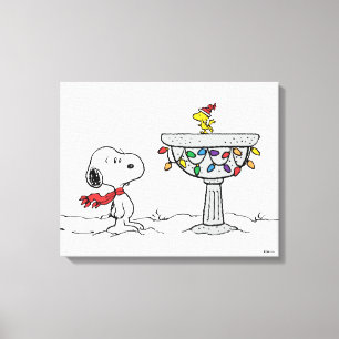 pinda's   Snoopy & Woodstock Frozen Birdbath Canvas Afdruk