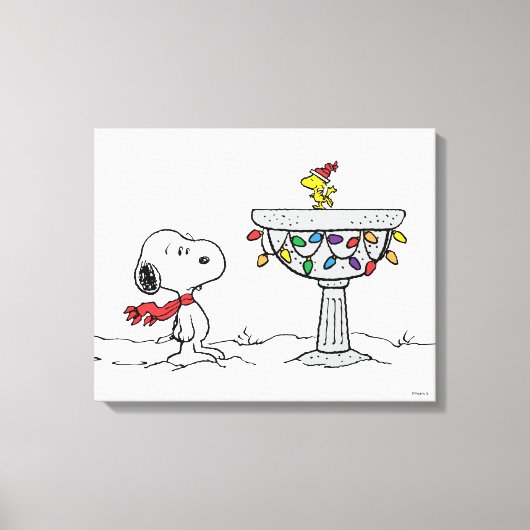 pinda's | Snoopy & Woodstock Frozen Birdbath Canvas Afdruk (Voorkant)