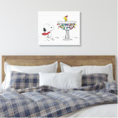pinda's | Snoopy & Woodstock Frozen Birdbath Canvas Afdruk (Insitu (Slaapkamer))