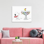 pinda's | Snoopy & Woodstock Frozen Birdbath Canvas Afdruk (Insitu (Woonkamer))