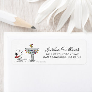 pinda's Snoopy & Woodstock Frozen Birdbath Etiket
