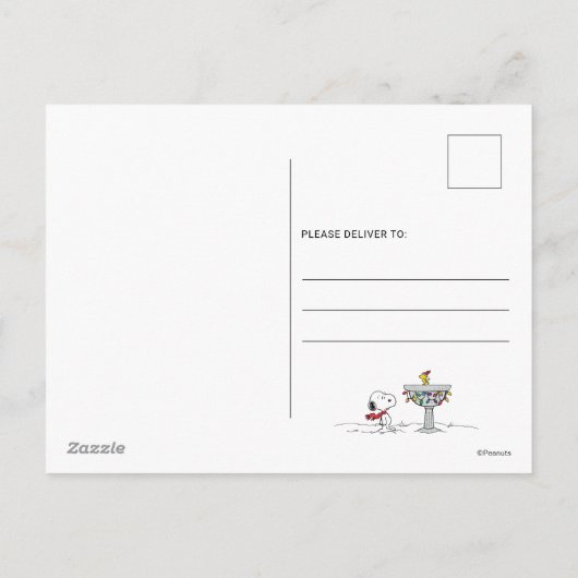 pinda's | Snoopy & Woodstock Frozen Birdbath Feestdagenkaart (Achterkant)