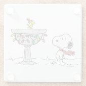pinda's | Snoopy & Woodstock Frozen Birdbath Glazen Onderzetter (Achterkant)