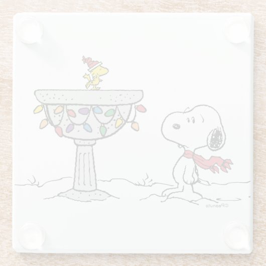 pinda's | Snoopy & Woodstock Frozen Birdbath Glazen Onderzetter (Achterkant)