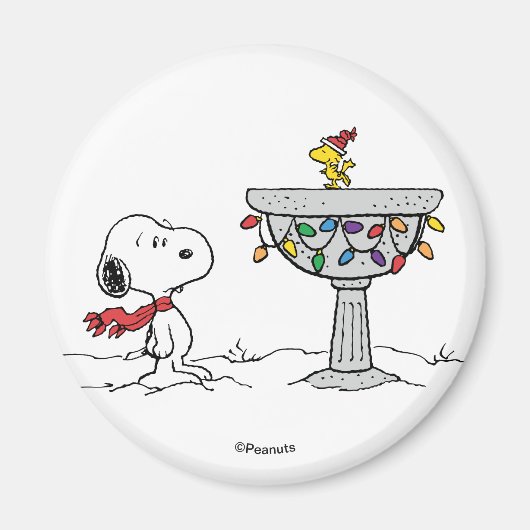 pinda's | Snoopy & Woodstock Frozen Birdbath Magneet (Voorkant)