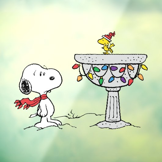 pinda's | Snoopy & Woodstock Frozen Birdbath Raamsticker (Vel 3)