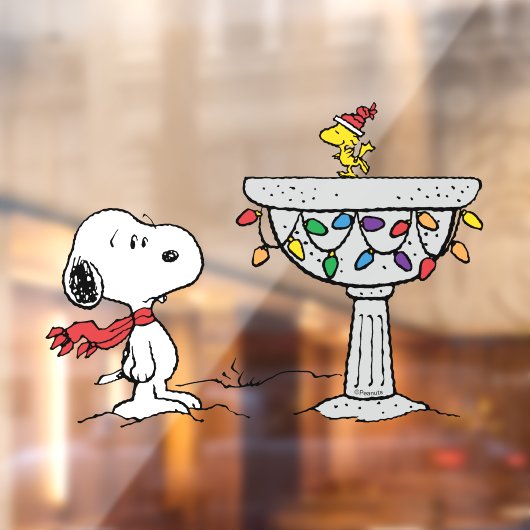 pinda's | Snoopy & Woodstock Frozen Birdbath Raamsticker (Vel 2)
