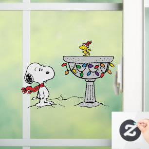pinda's Snoopy & Woodstock Frozen Birdbath Raamsticker