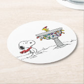 pinda's | Snoopy & Woodstock Frozen Birdbath Ronde Kartonnen Onderzetter (Gebogen)
