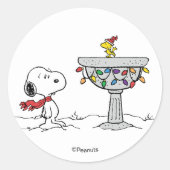 pinda's | Snoopy & Woodstock Frozen Birdbath Ronde Sticker (Voorkant)