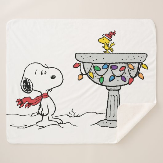 pinda's | Snoopy & Woodstock Frozen Birdbath Sherpa Deken (Voorkant (horizontaal))