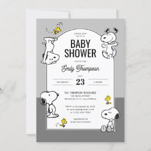 pinda's   Snoopy & Woodstock Grijs Baby shower Kaart
