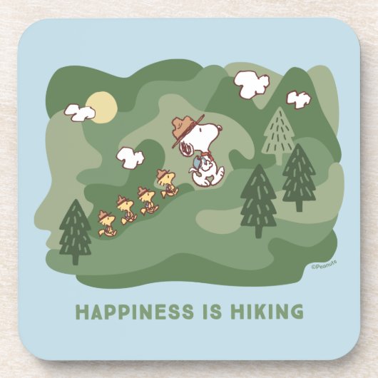 pinda's | Snoopy & Woodstock Happiness Hiking Bier Onderzetter (Voorkant)