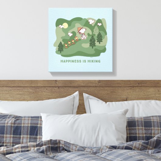 pinda's | Snoopy & Woodstock Happiness Hiking Canvas Afdruk (Insitu (Slaapkamer))