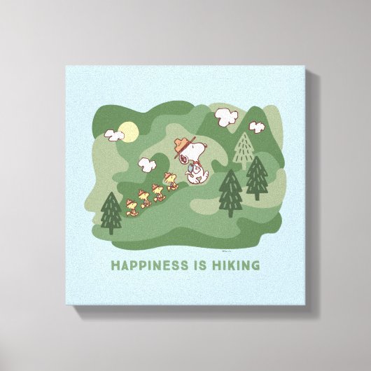 pinda's | Snoopy & Woodstock Happiness Hiking Canvas Afdruk (Voorkant)