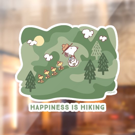 pinda's | Snoopy & Woodstock Happiness Hiking Raamsticker (Vel 2)