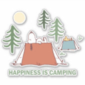 pinda's | Snoopy & Woodstock Happiness is Camping Sticker (Voorkant)