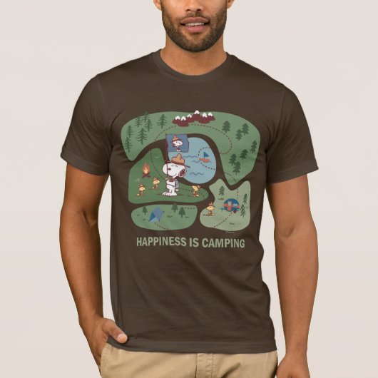 pinda's | Snoopy & Woodstock Happiness is Camping T-shirt (Voorkant)