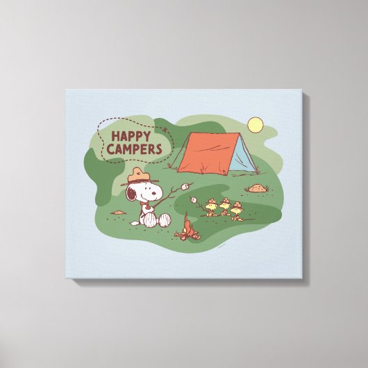 pinda's | Snoopy & Woodstock Happy Campers 2 Canvas Afdruk (Voorkant)