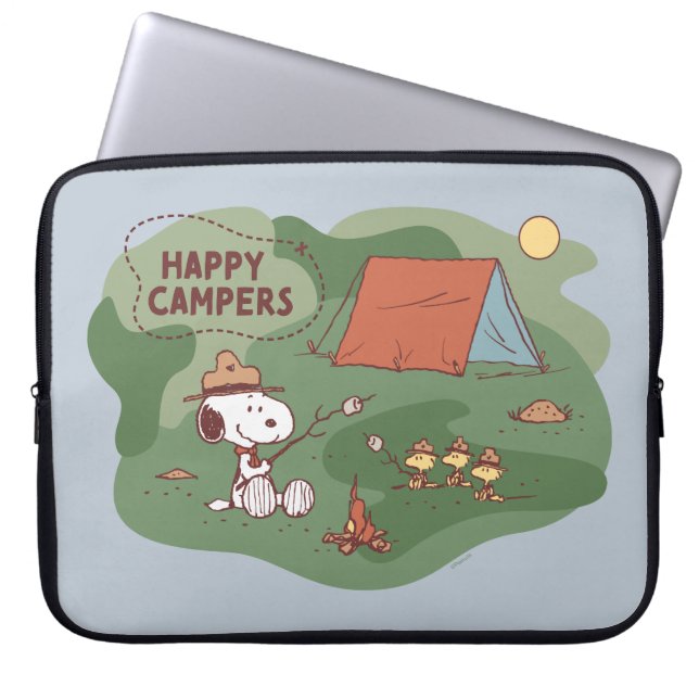 pinda's | Snoopy & Woodstock Happy Campers 2 Laptop Sleeve (Voorkant)