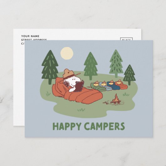 pinda's | Snoopy & Woodstock Happy Campers Briefkaart (Voorkant / Achterkant)