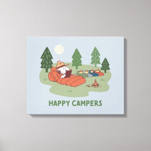 pinda's | Snoopy & Woodstock Happy Campers Canvas Afdruk (Voorkant)