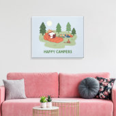pinda's | Snoopy & Woodstock Happy Campers Canvas Afdruk (Insitu (Woonkamer))