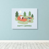 pinda's | Snoopy & Woodstock Happy Campers Canvas Afdruk (Insitu (Houten vloer))