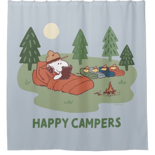 pinda's | Snoopy & Woodstock Happy Campers Douchegordijn (Voorkant)