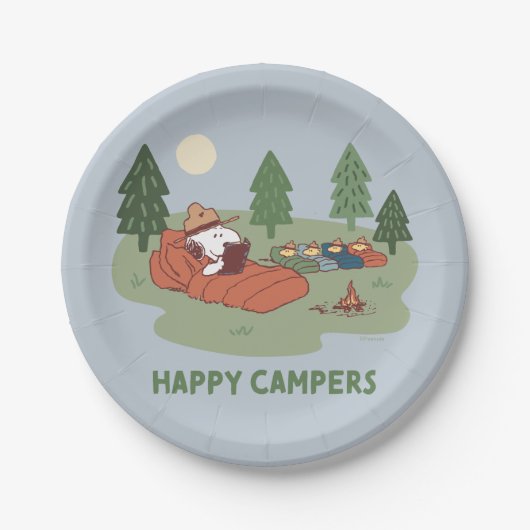 pinda's | Snoopy & Woodstock Happy Campers Papieren Bordje (Voorkant)