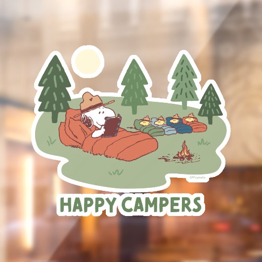 pinda's | Snoopy & Woodstock Happy Campers Raamsticker (Vel 2)