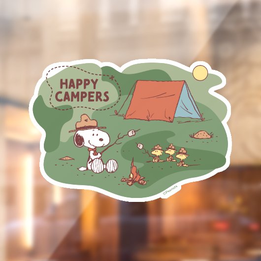 pinda's | Snoopy & Woodstock Happy Campers Raamsticker (Vel 2)