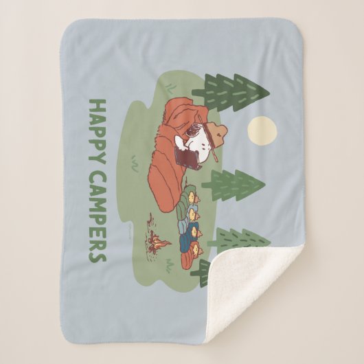 pinda's | Snoopy & Woodstock Happy Campers Sherpa Deken (Voorkant)
