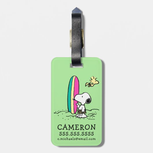 pinda's | Snoopy & Woodstock High Tide Bagagelabel (Achterkant verticaal)