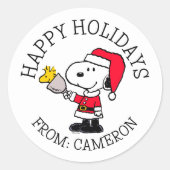 pinda's | Snoopy & Woodstock Ho Ho Ho Ronde Sticker (Voorkant)