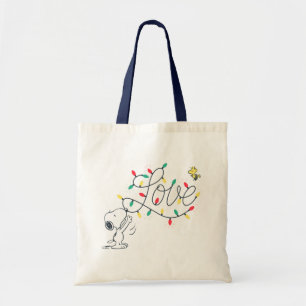 pinda's   Snoopy & Woodstock Holiday Decorting Tote Bag