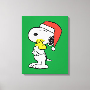 pinda's Snoopy & Woodstock Holiday Hugs Canvas Afdruk