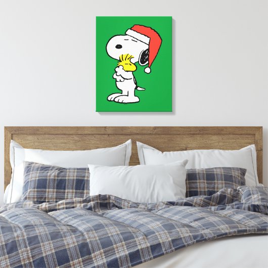 pinda's | Snoopy & Woodstock Holiday Hugs Canvas Afdruk (Insitu (Slaapkamer))