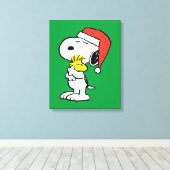 pinda's | Snoopy & Woodstock Holiday Hugs Canvas Afdruk (Insitu (Houten vloer))