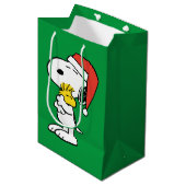 pinda's | Snoopy & Woodstock Holiday Hugs Medium Cadeauzakje (Voorkant Gekanteld)