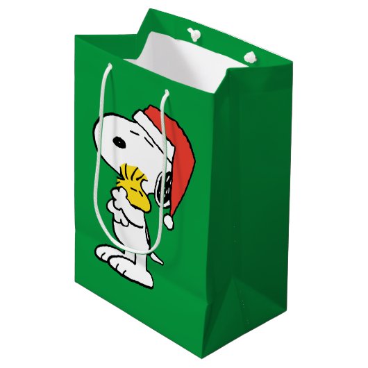 pinda's | Snoopy & Woodstock Holiday Hugs Medium Cadeauzakje (Voorkant Gekanteld)
