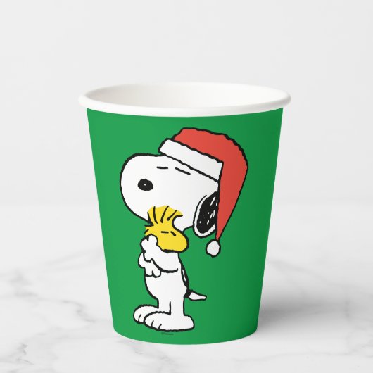 pinda's | Snoopy & Woodstock Holiday Hugs Papieren Bekers (Voorkant)
