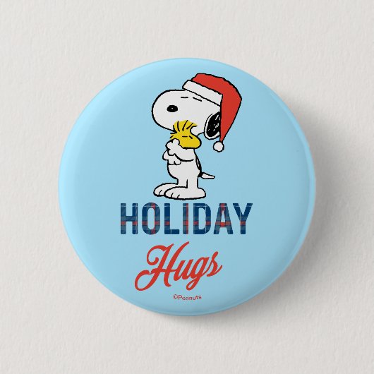 pinda's | Snoopy & Woodstock Holiday Hugs Ronde Button 5,7 Cm (Voorkant)