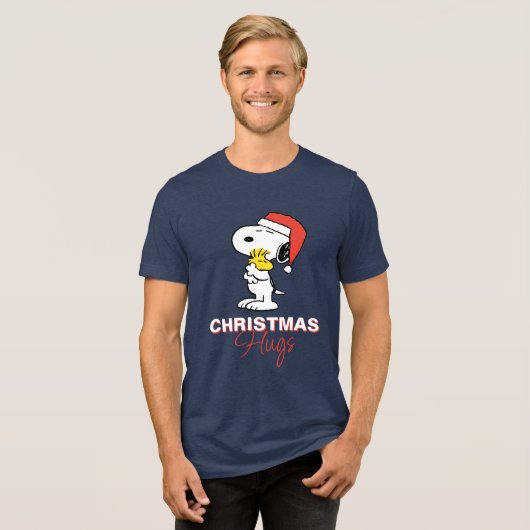 pinda's | Snoopy & Woodstock Holiday Hugs Tri-Blend Shirt (Voorkant volledig)
