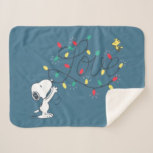 pinda's | Snoopy & Woodstock Holiday Sherpa Deken (Voorkant (horizontaal))
