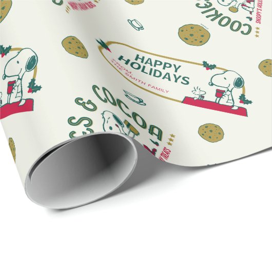 pinda's | Snoopy & Woodstock Hot Cocoa Pattern Cadeaupapier (Rol Hoek)