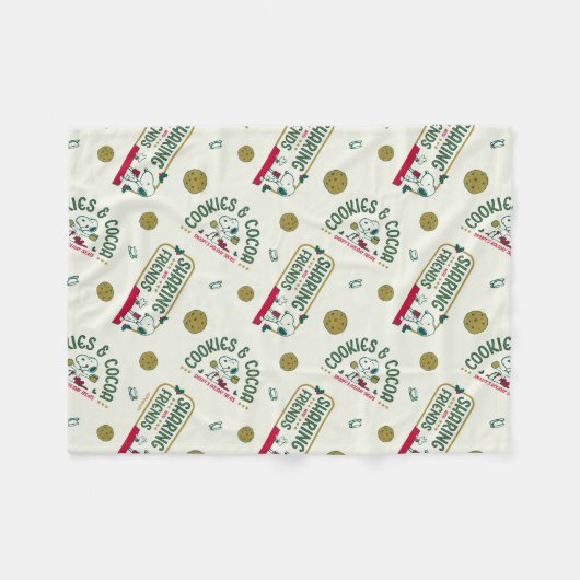 pinda's | Snoopy & Woodstock Hot Cocoa Pattern Fleece Deken (Voorkant (Horizontaal))